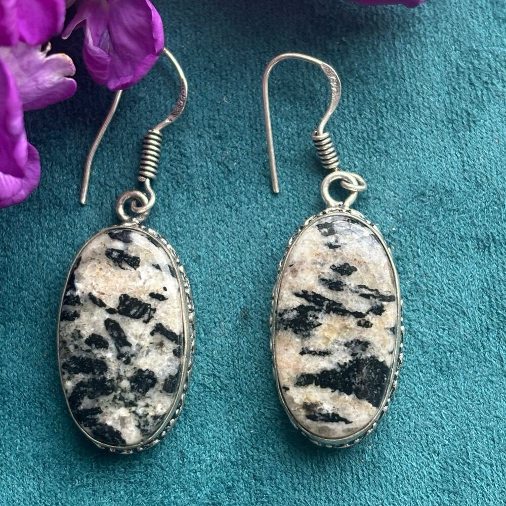 925 Sterling Jasper Dangle Earrings